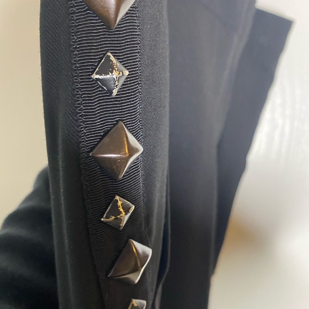 Black dress pants - semi tapered leg with metallic grommet piping on sides